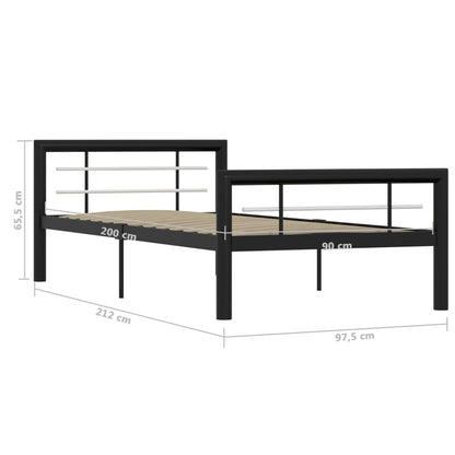 Bedframe Metaal 100 x 200 cm Zwart en wit