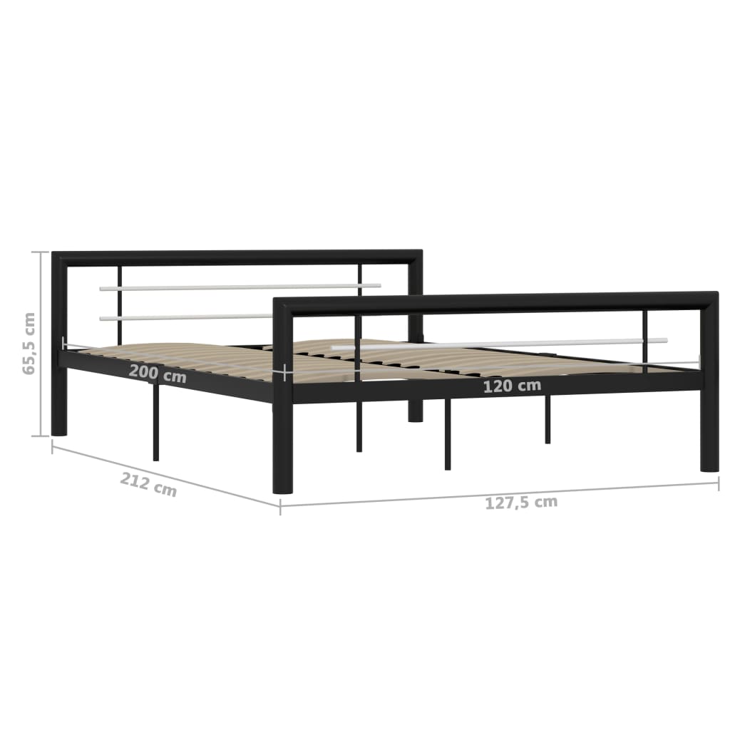Bedframe Metaal 120 x 200 cm Zwart en wit