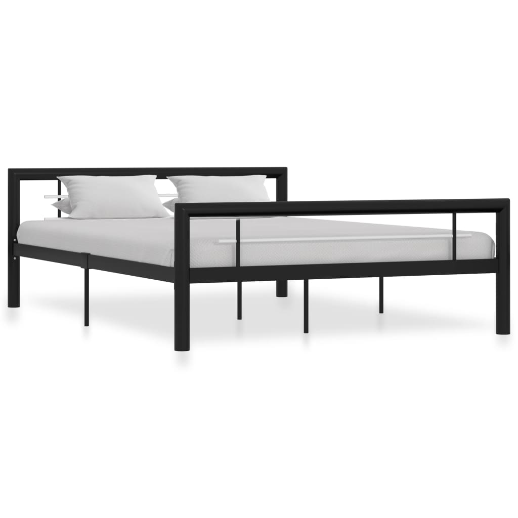 Bedframe Metaal 140 x 200 cm Zwart en wit