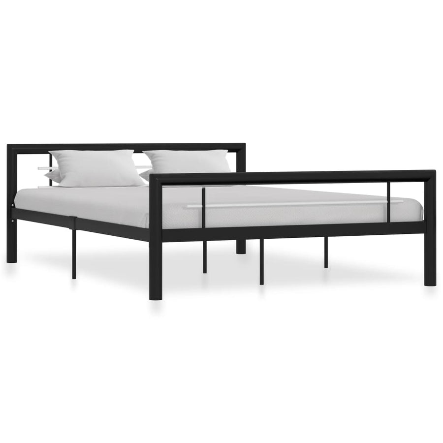 Bedframe Metaal 140 x 200 cm Zwart en wit