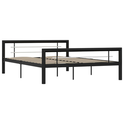 Bedframe Metaal 140 x 200 cm Zwart en wit
