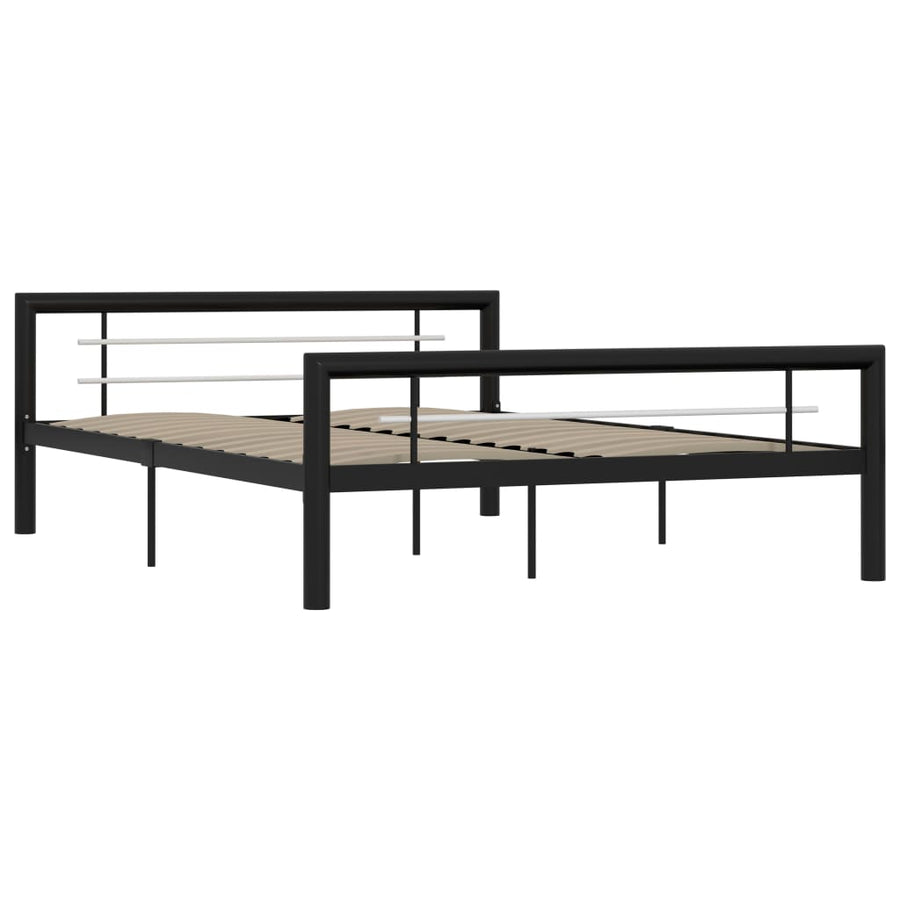 Bedframe Metaal 140 x 200 cm Zwart en wit