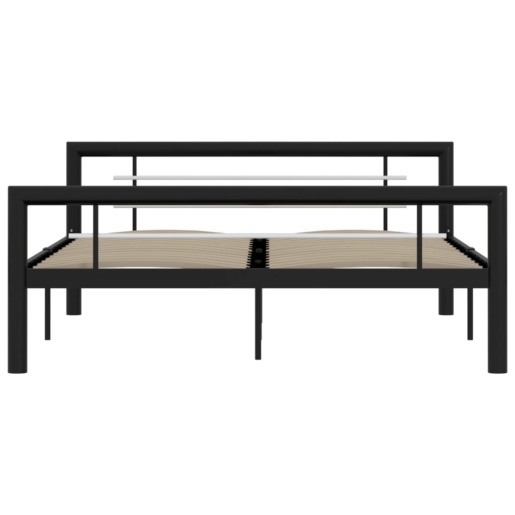 Bedframe Metaal 140 x 200 cm Zwart en wit
