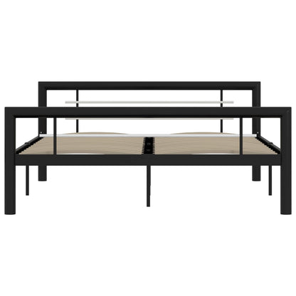 Bedframe Metaal 140 x 200 cm Zwart en wit