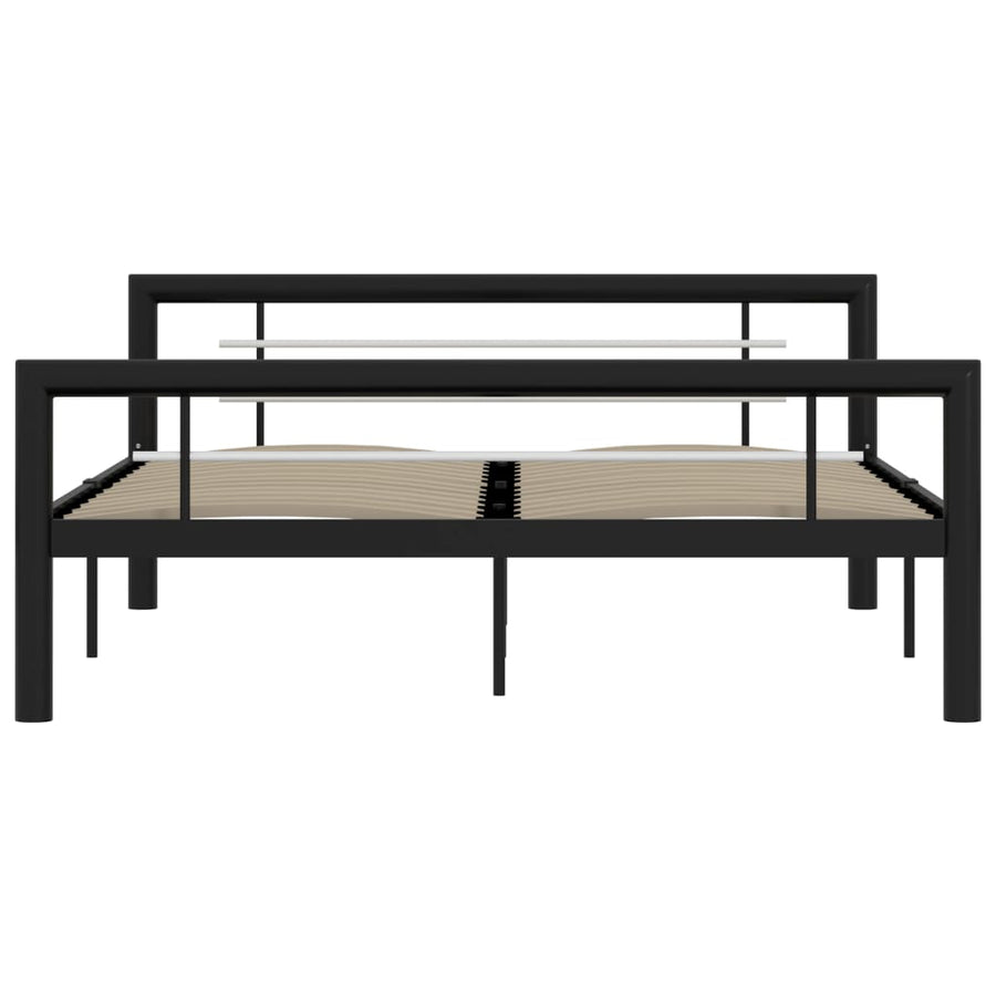 Bedframe Metaal 140 x 200 cm Zwart en wit