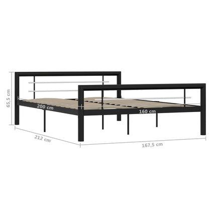 Bedframe Metaal 160 x 200 cm Zwart en wit