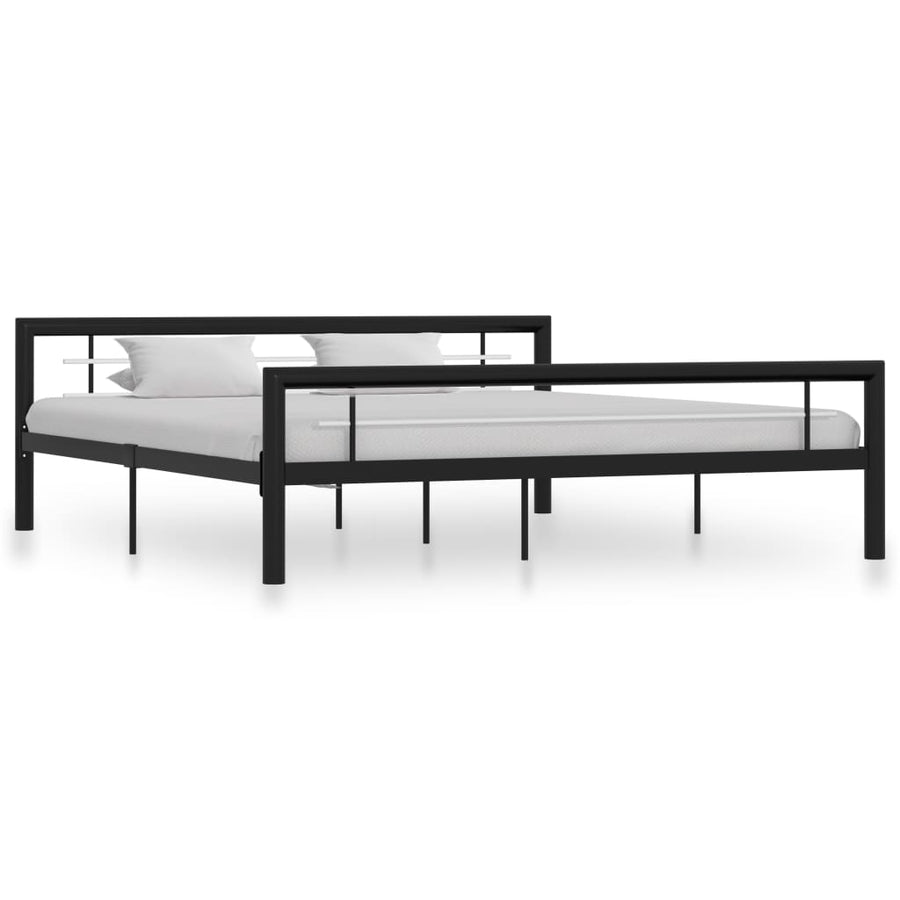 Bedframe Metaal 180 x 200 cm Zwart en wit