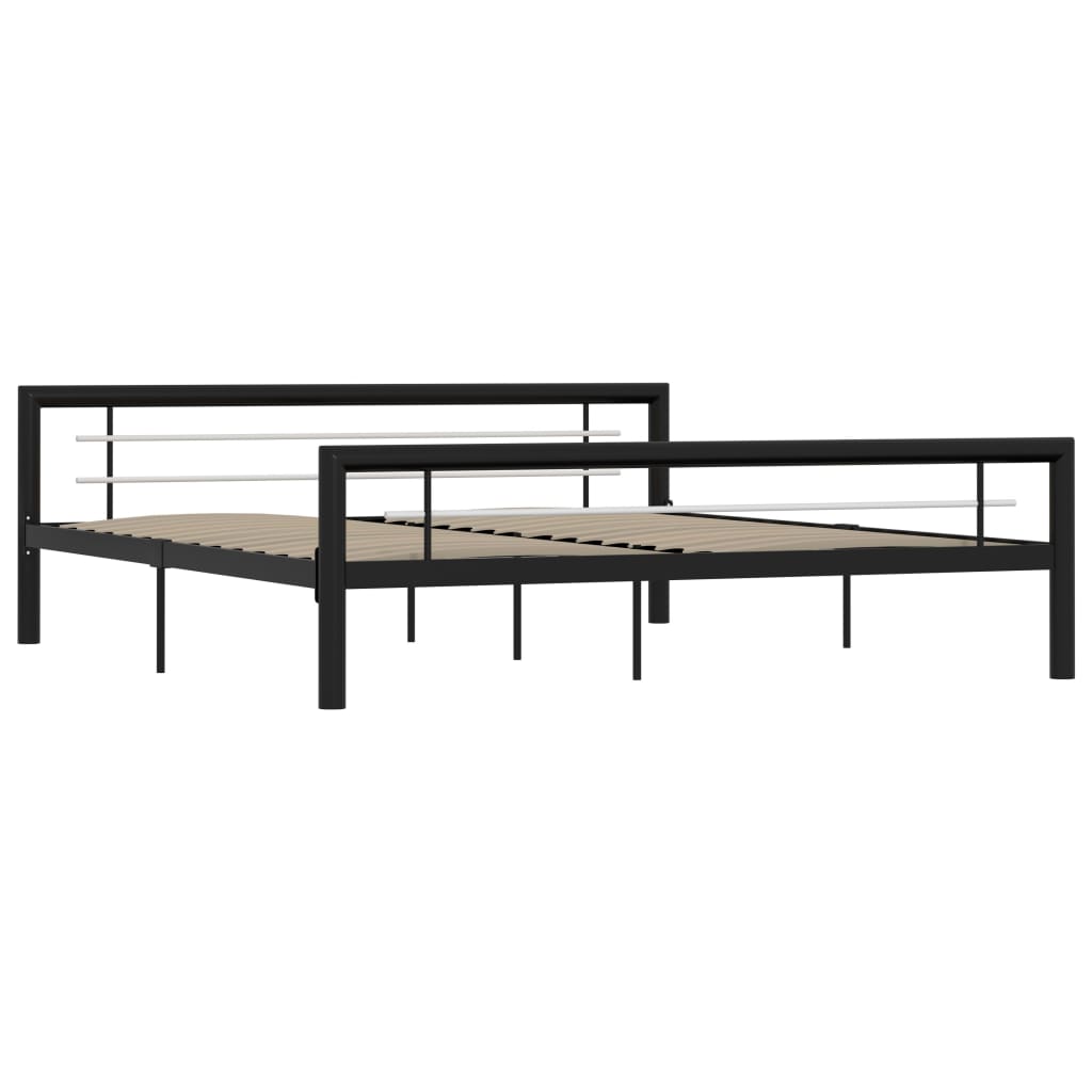 Bedframe Metaal 180 x 200 cm Zwart en wit