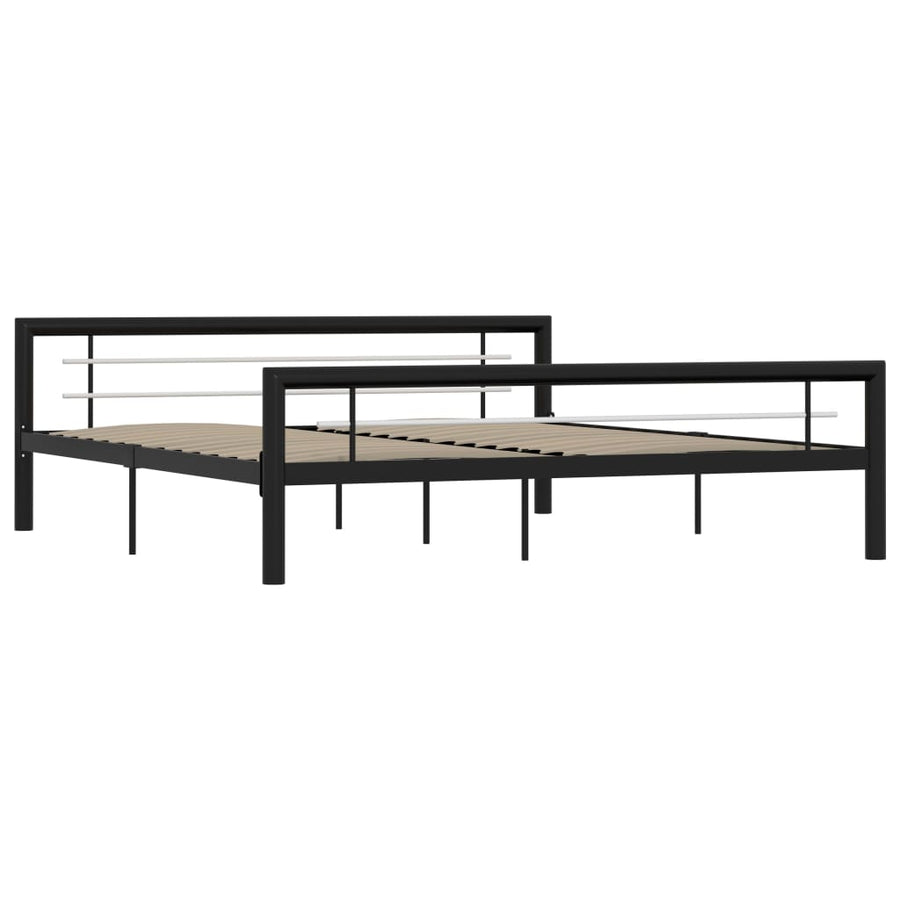Bedframe Metaal 180 x 200 cm Zwart en wit