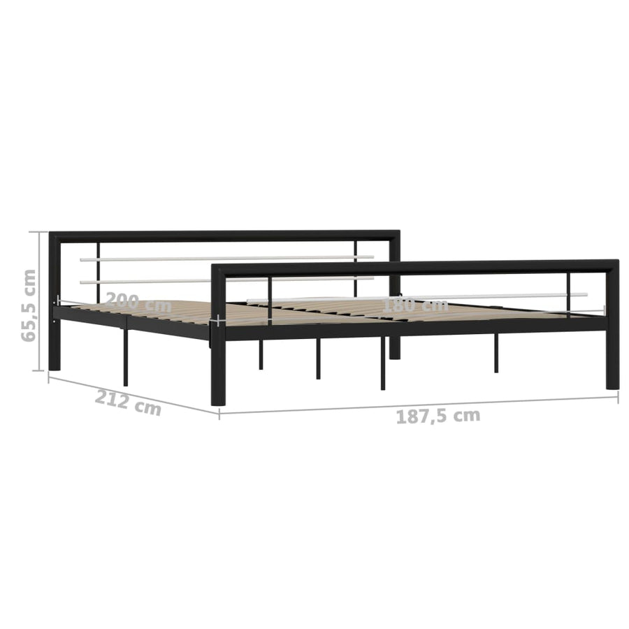 Bedframe Metaal 180 x 200 cm Zwart en wit