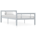 Bedframe metaal grijs wit 90x200 cm