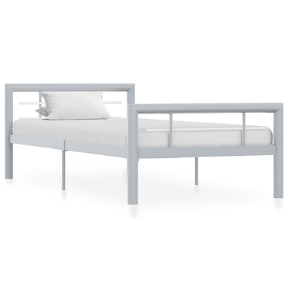Bedframe Metaal 90 x 200 cm Grijs en wit