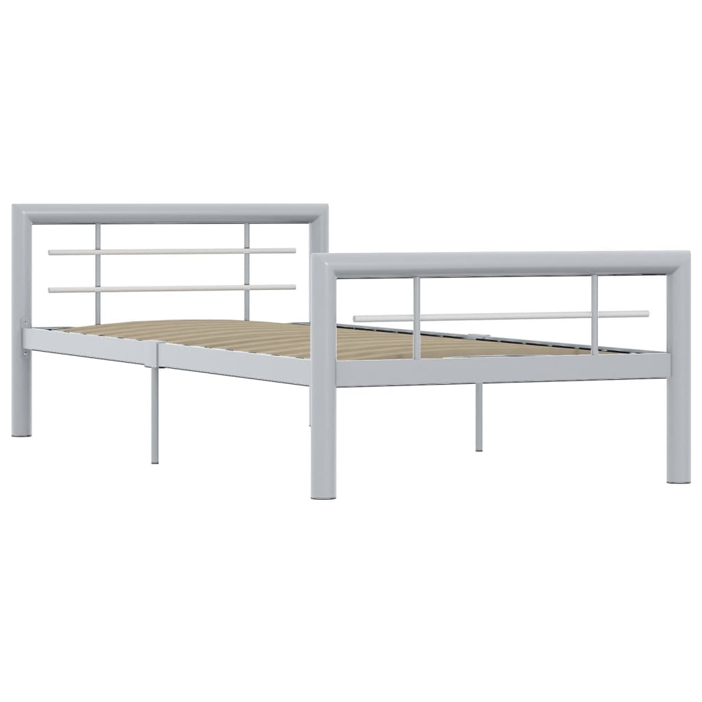 Bedframe Metaal 90 x 200 cm Grijs en wit