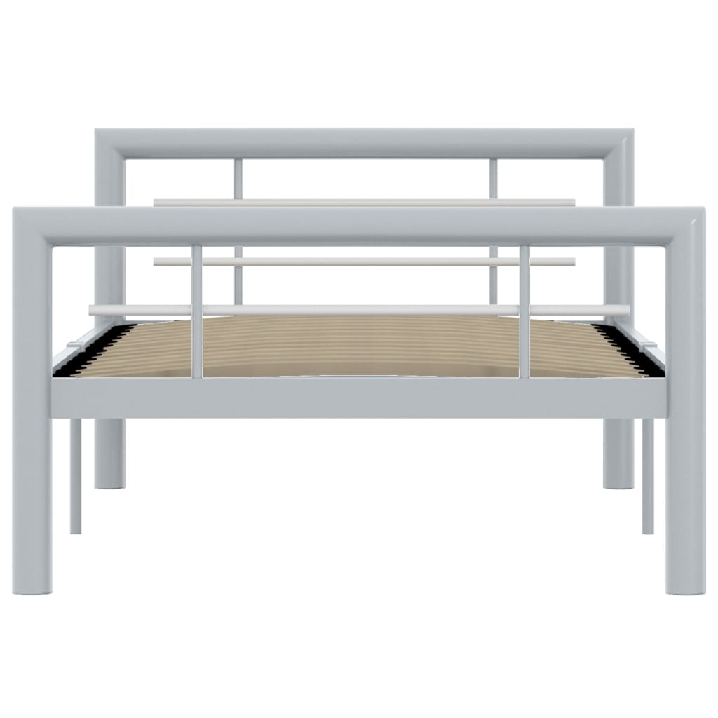 Bedframe Metaal 90 x 200 cm Grijs en wit