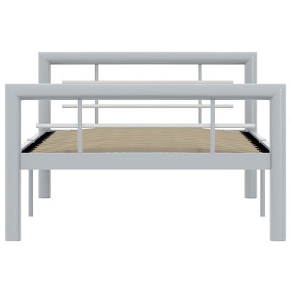 Bedframe Metaal 90 x 200 cm Grijs en wit