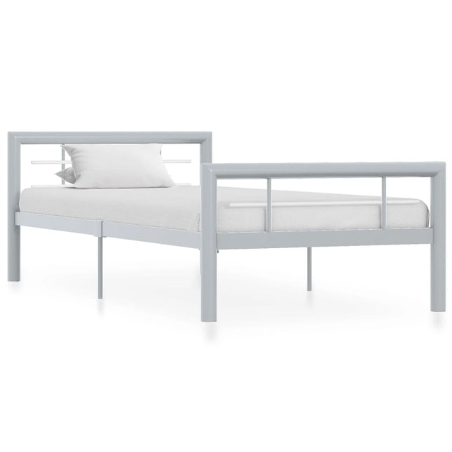 Bedframe metaal grijs en wit 100x200 cm 100 x 200 cm Grijs en wit