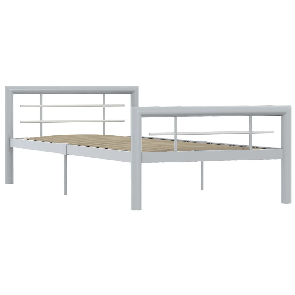 Bedframe metaal grijs en wit 100x200 cm 100 x 200 cm Grijs en wit