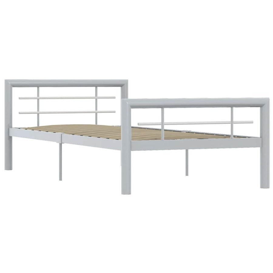 Bedframe metaal grijs en wit 100x200 cm 100 x 200 cm Grijs en wit