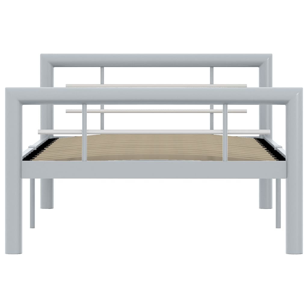 Bedframe metaal grijs en wit 100x200 cm 100 x 200 cm Grijs en wit
