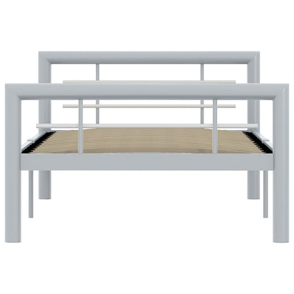 Bedframe metaal grijs en wit 100x200 cm 100 x 200 cm Grijs en wit