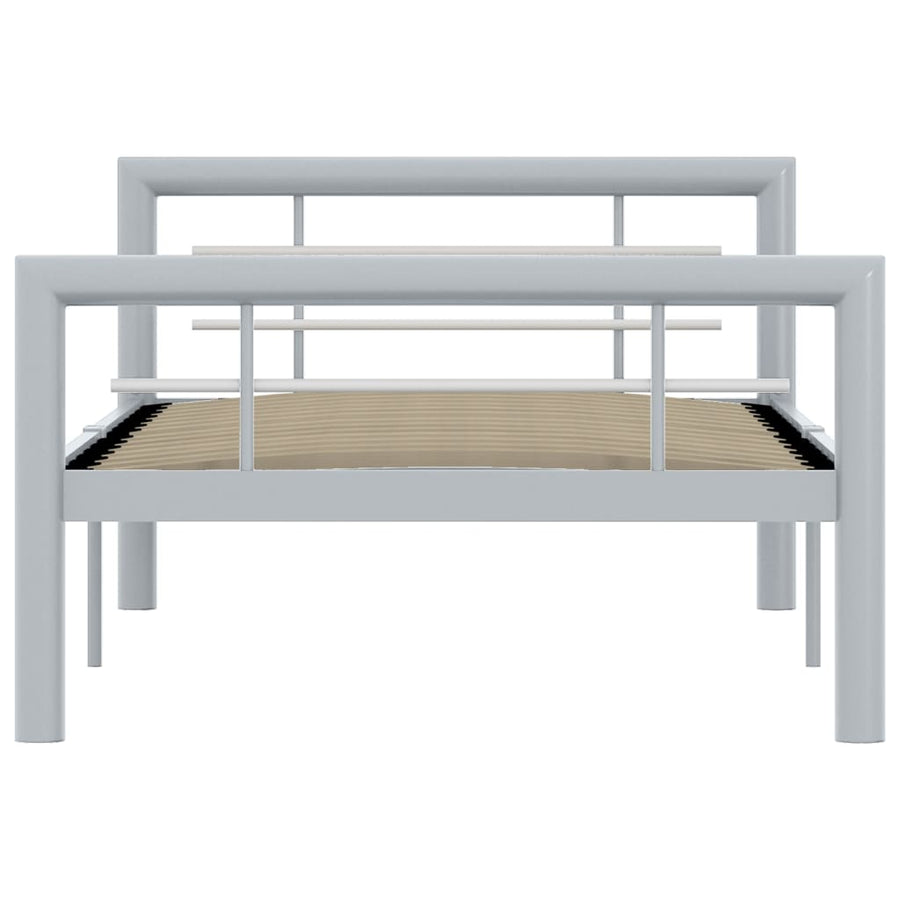 Bedframe metaal grijs en wit 100x200 cm 100 x 200 cm Grijs en wit