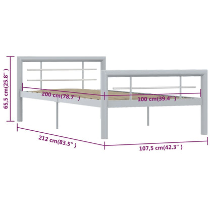 Bedframe metaal grijs en wit 100x200 cm 100 x 200 cm Grijs en wit
