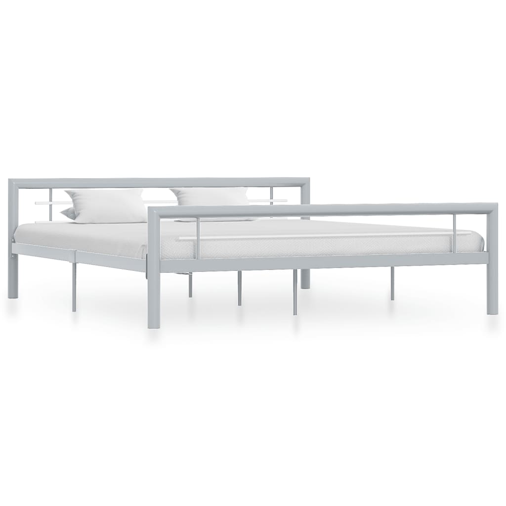 Bedframe Metaal 180 x 200 cm Grijs en wit