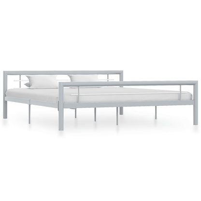 Bedframe Metaal 180 x 200 cm Grijs en wit
