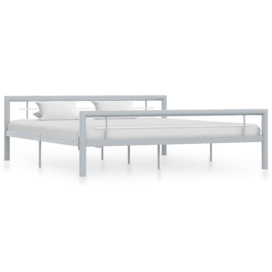 Bedframe Metaal 180 x 200 cm Grijs en wit