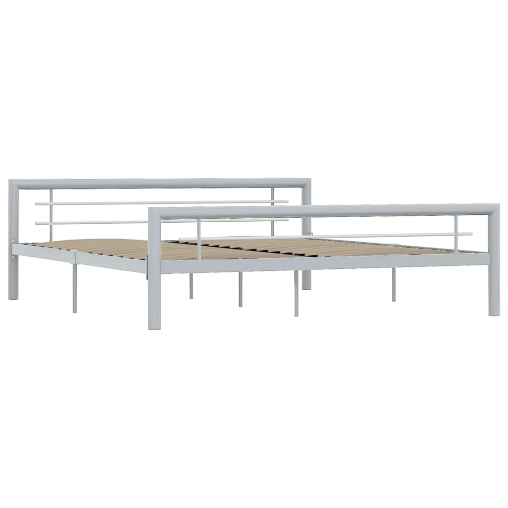 Bedframe Metaal 180 x 200 cm Grijs en wit