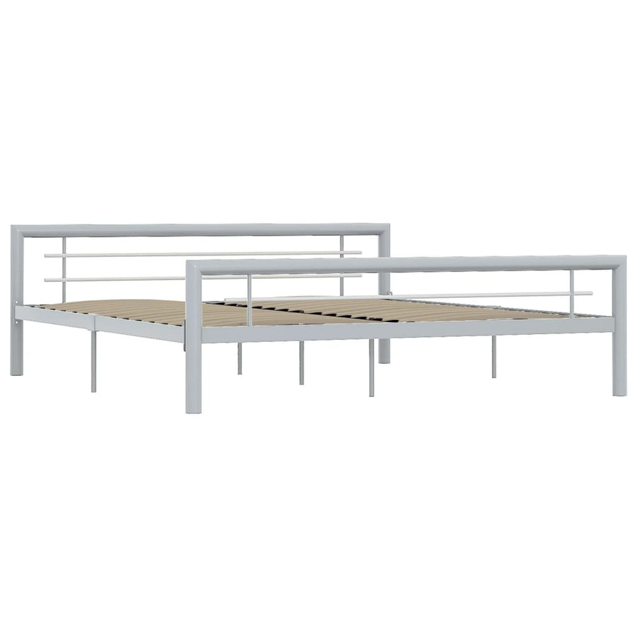 Bedframe Metaal 180 x 200 cm Grijs en wit