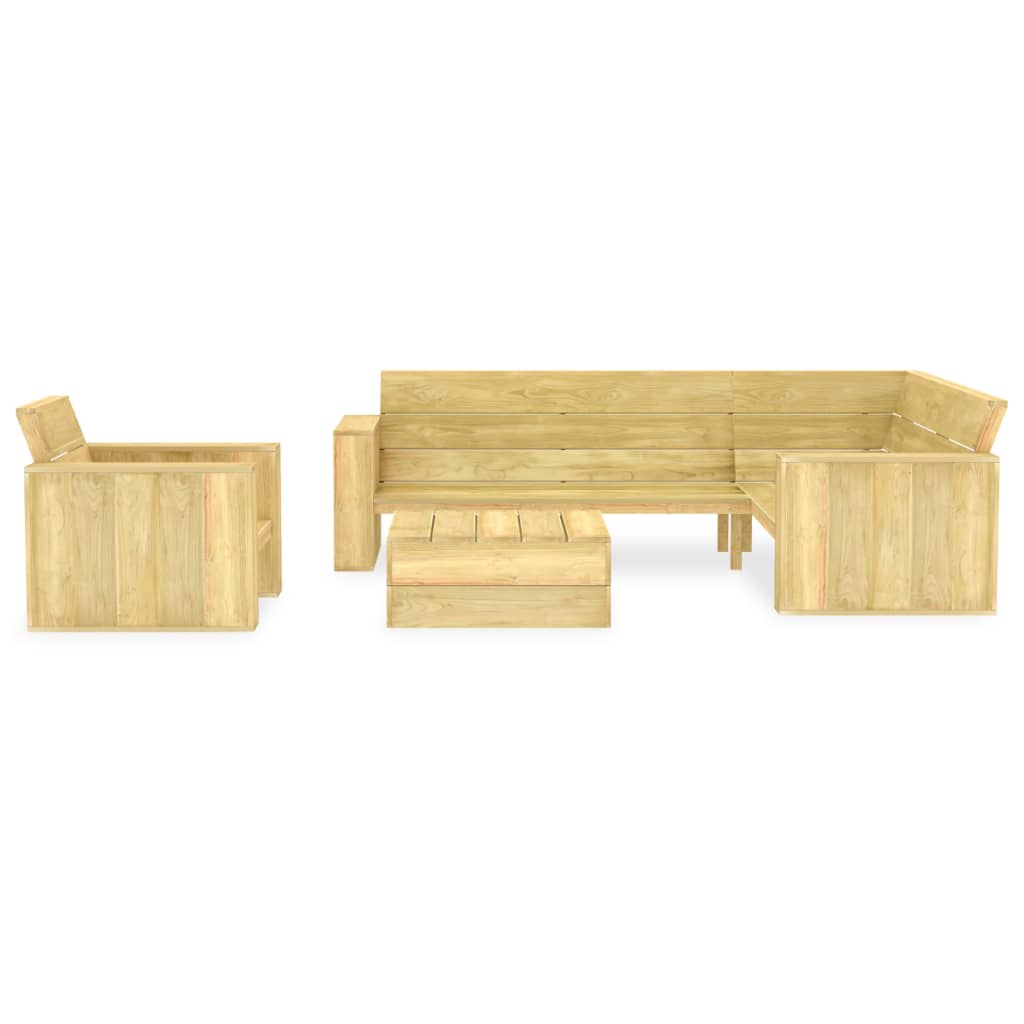 3-Delige Loungeset Geïmpregneerd Grenenhout hoek + Fauteuil + Tafel