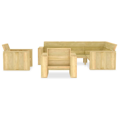 4-Delige Loungeset Geïmpregneerd Grenenhout hoek + 2x Fauteuil + Tafel