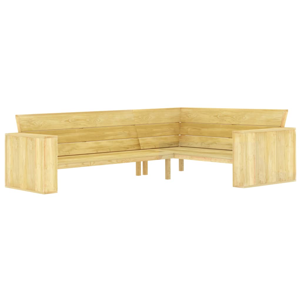 4-Delige Loungeset Geïmpregneerd Grenenhout hoek + 2x Fauteuil + Tafel