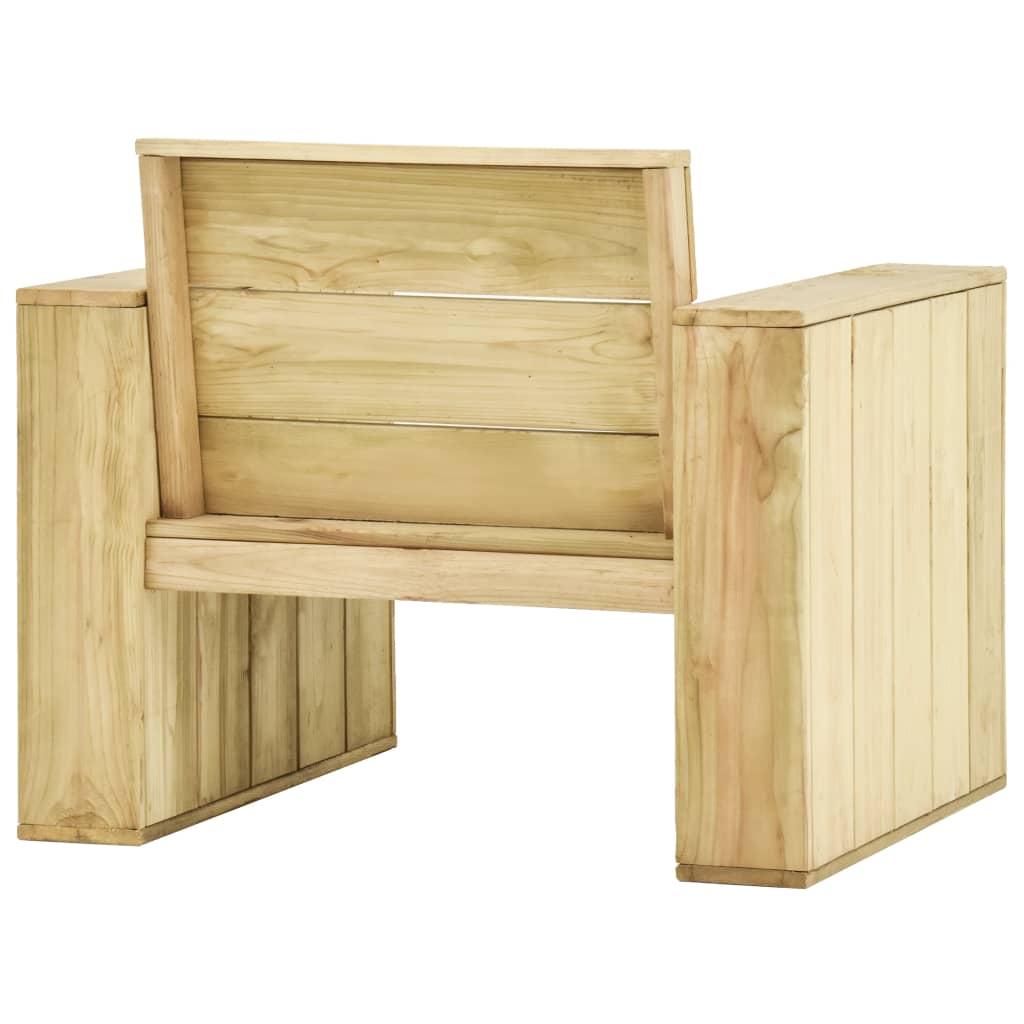 4-Delige Loungeset Geïmpregneerd Grenenhout hoek + 2x Fauteuil + Tafel