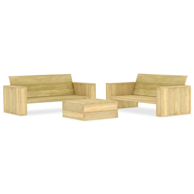 3-Delige Loungeset Geïmpregneerd Grenenhout 2x Bank + Tafel