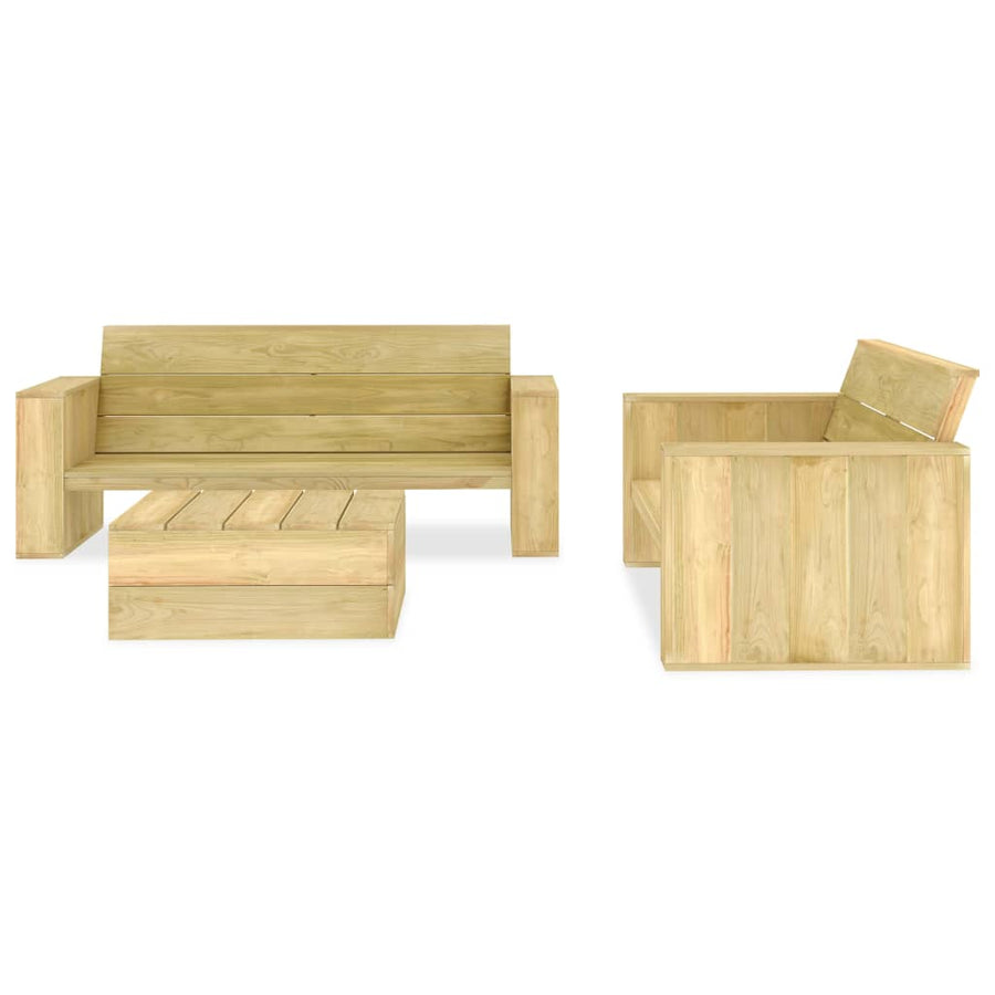 3-Delige Loungeset Geïmpregneerd Grenenhout 2x Bank + Tafel