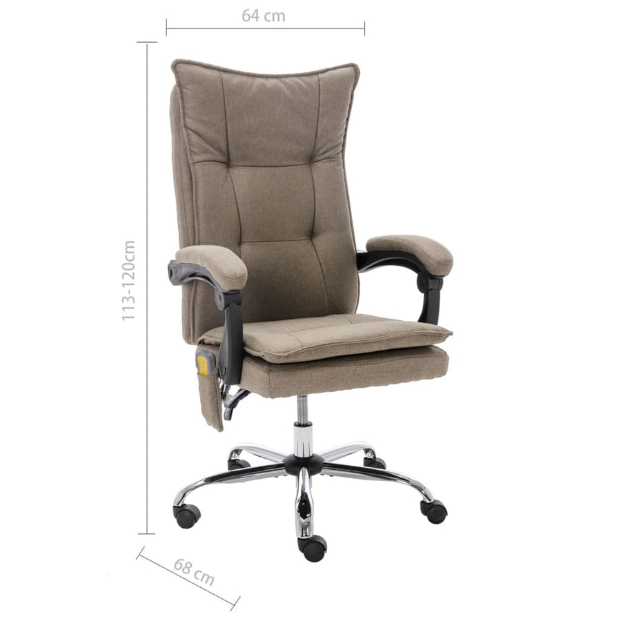 Kantoormassagestoel Stof Taupe 1 Zonder voetensteun