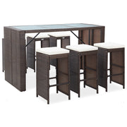 Tuinbarset 7-delig poly rattan bruin