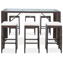 -Delige Tuinbarset Met Kussens Poly Rattan Bruin