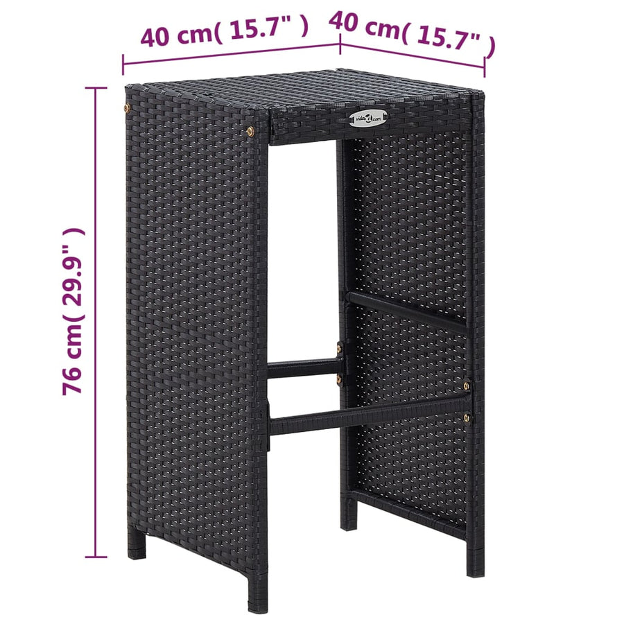 -Delige Tuinbarset Met Kussens Poly Rattan Zwart