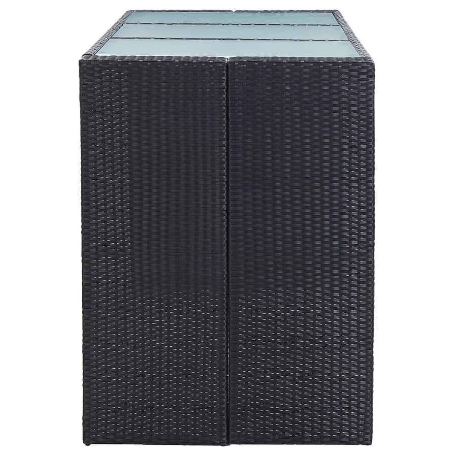 -Delige Tuinbarset Met Kussens Poly Rattan Zwart