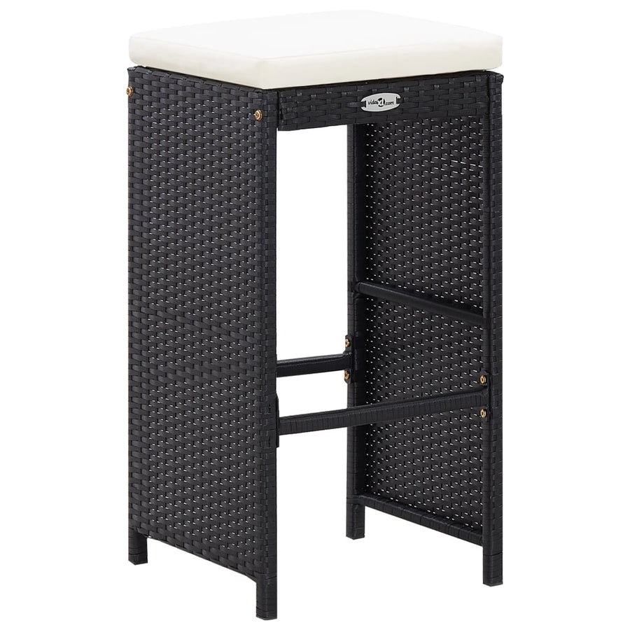 -Delige Tuinbarset Met Kussens Poly Rattan Zwart