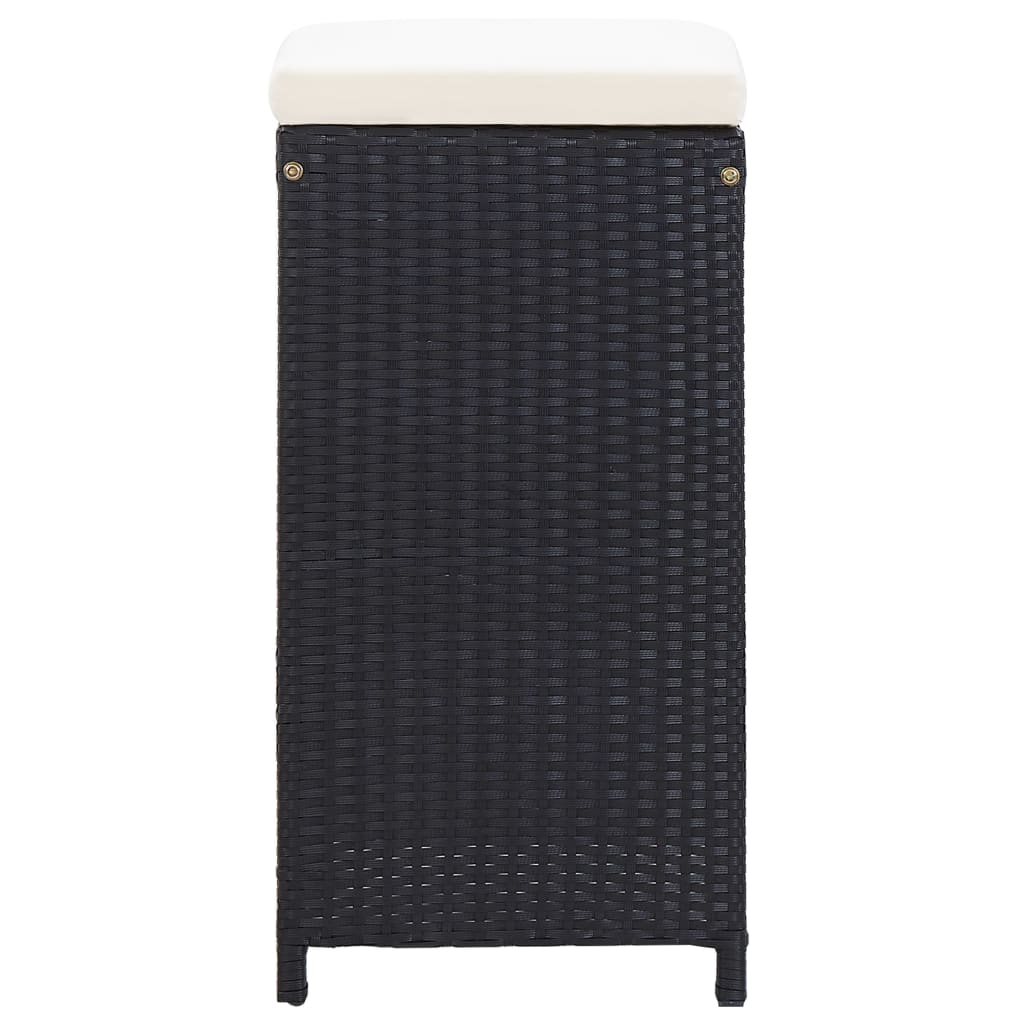 -Delige Tuinbarset Met Kussens Poly Rattan Zwart