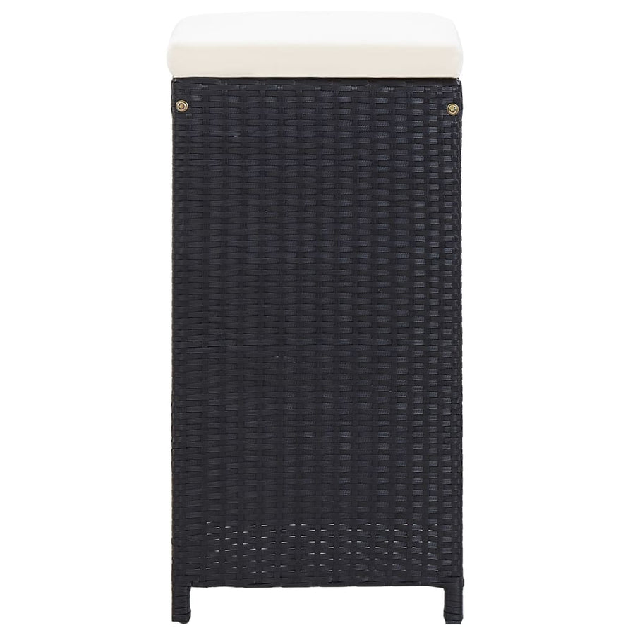 -Delige Tuinbarset Met Kussens Poly Rattan Zwart
