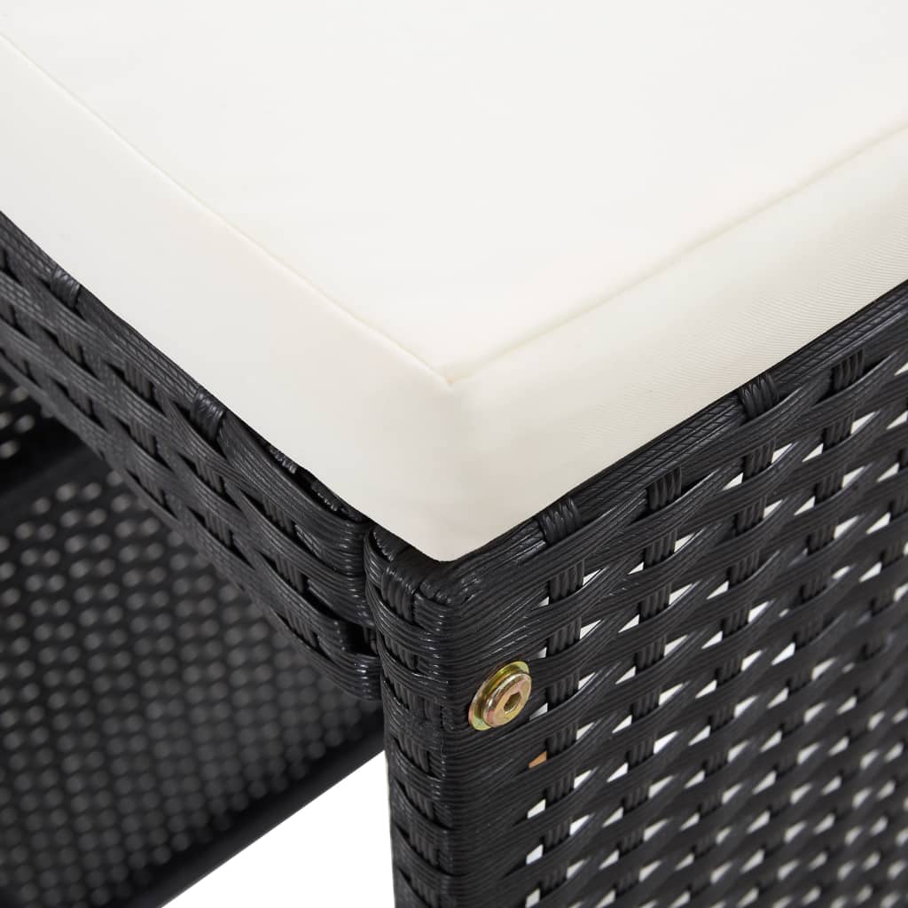 -Delige Tuinbarset Met Kussens Poly Rattan Zwart