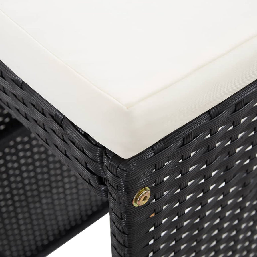 -Delige Tuinbarset Met Kussens Poly Rattan Zwart
