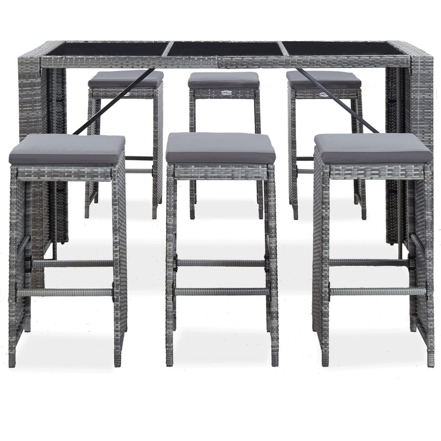 -Delige Tuinbarset Met Kussens Poly Rattan Grijs