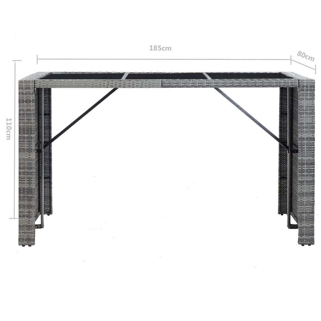 -Delige Tuinbarset Met Kussens Poly Rattan Grijs