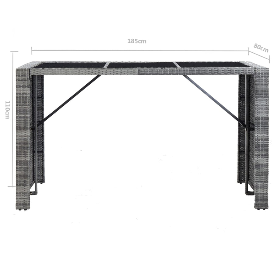 -Delige Tuinbarset Met Kussens Poly Rattan Grijs